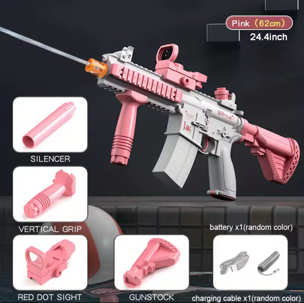 Rose Pink M416 Electrical Water Gun